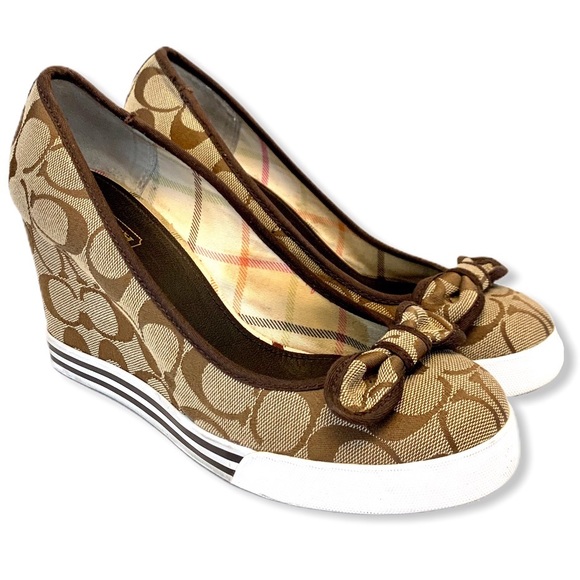 Coach Shoes - Coach Logo Sweetie Wedge Bow Shoe
